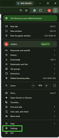 Then click on Settings