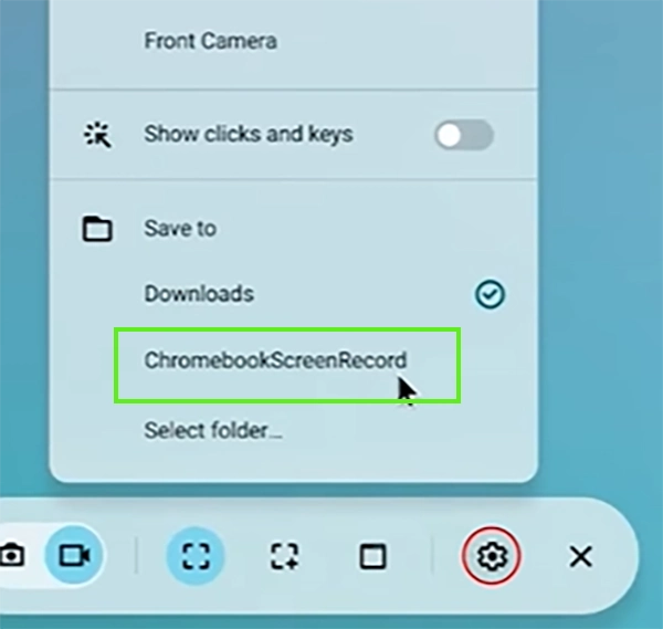 You can create a new folder like ChromebookScreenRecord to find all your assets in a separate destination.