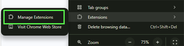 click on Manage extensions