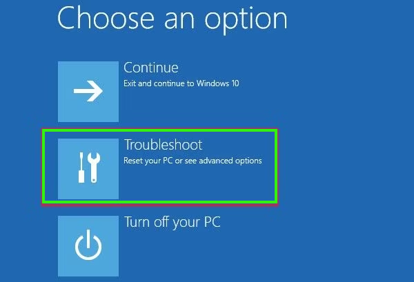 click on troubleshoot