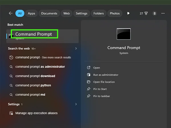 search for command prompt