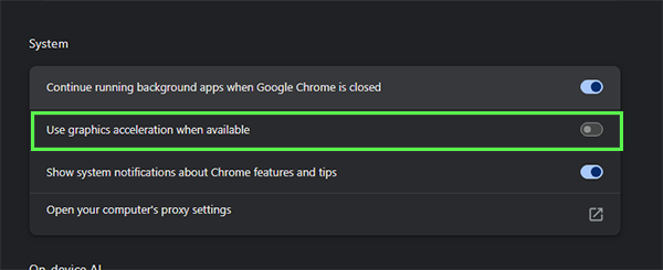 toggle off hardware acceleration.